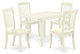 Kitchen Set 5 Pcs- 4 Chairs, Table, Linen White Solid Wood Chair Seat, Frame