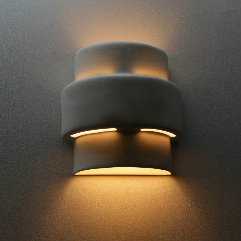Caldwell Outdoor Wall Light, Bisque Gray, Open Top