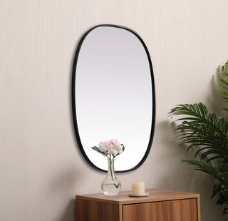 Metal Frame Oval Mirror 27X36 Inch, Black