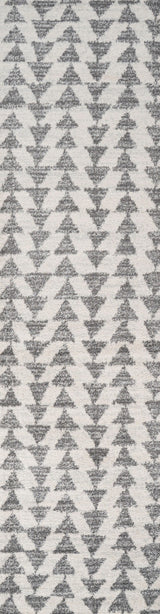 Aisha Moroccan Triangle Geometric Area Rug, Cream/Gray, 2'x8'