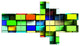 Colored 3D Cubes Wall Design, Abstract Canvas Art Print, 60"x32", 5 panels