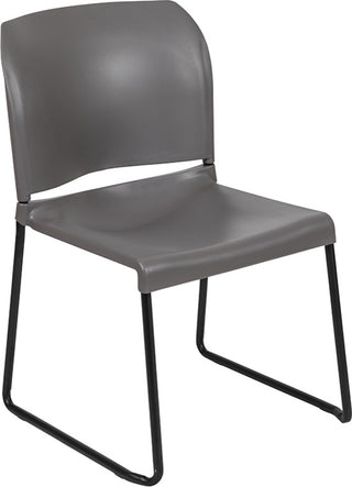 Hercules Series 880 Lb. Capacity Full Back Contoured Stack Chair-Sled Base, Gray