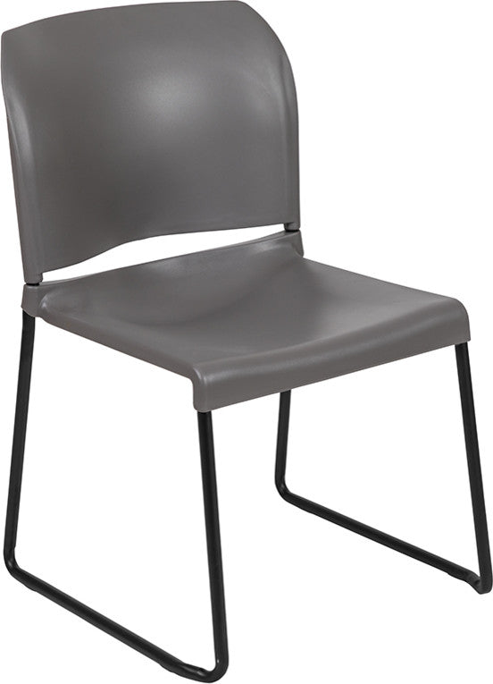 Hercules Series 880 Lb. Capacity Full Back Contoured Stack Chair-Sled Base, Gray