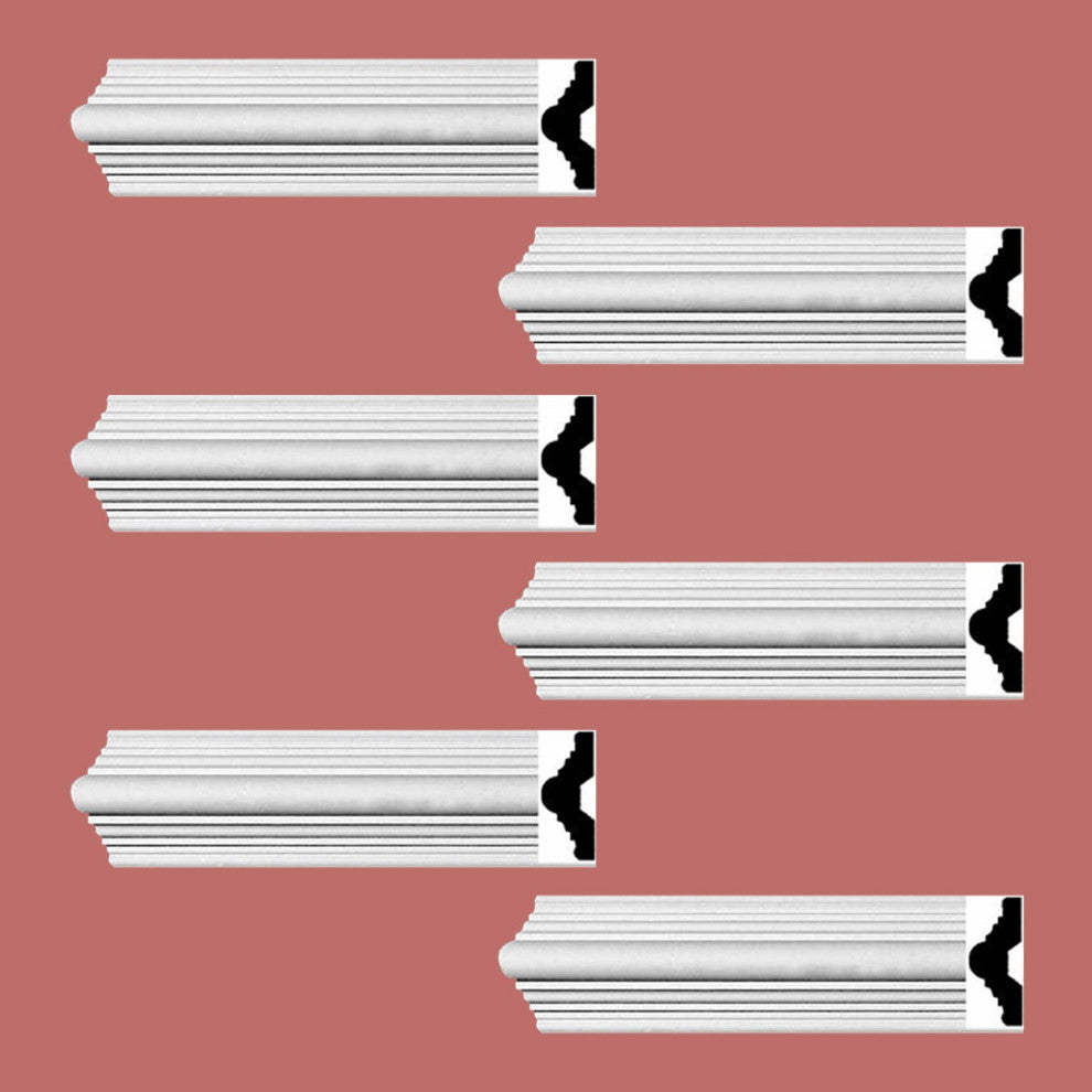 Crown Molding White Urethane Alden Simple Design 6 Pieces Totaling 564" Length