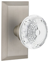 Studio Plate Double Dummy Crystal Meadows Knob, Satin Nickel, STUCME