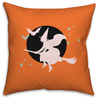 Flying Witch 18x18 Throw Pillow