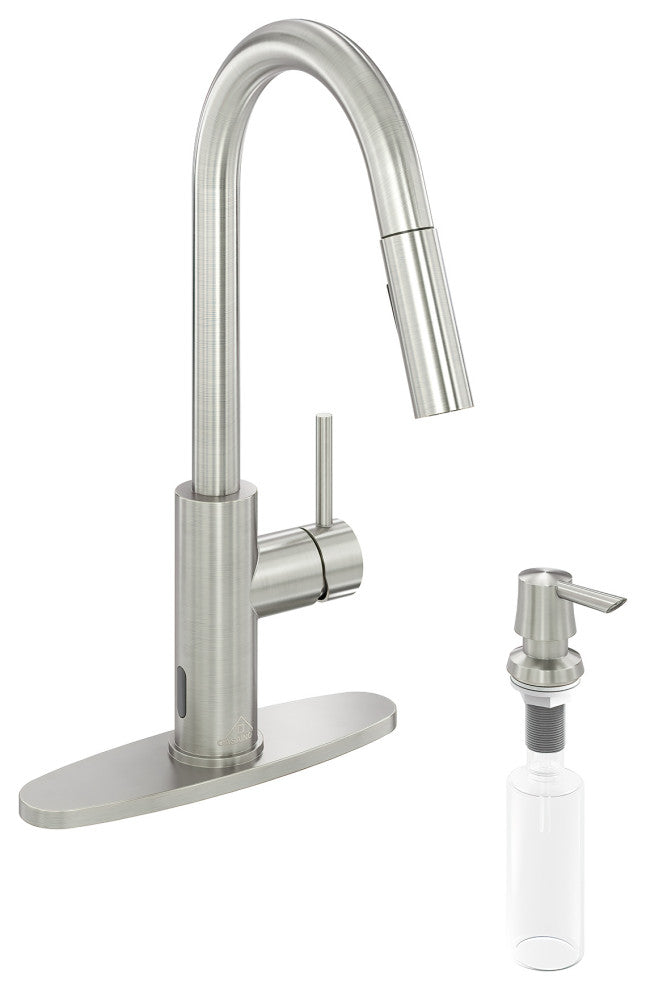 Touchless Pull Down Single Handle Kitchen Faucet With LED Function, Brushed Nickel
