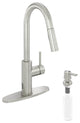 Touchless Pull Down Single Handle Kitchen Faucet With LED Function, Brushed Nickel