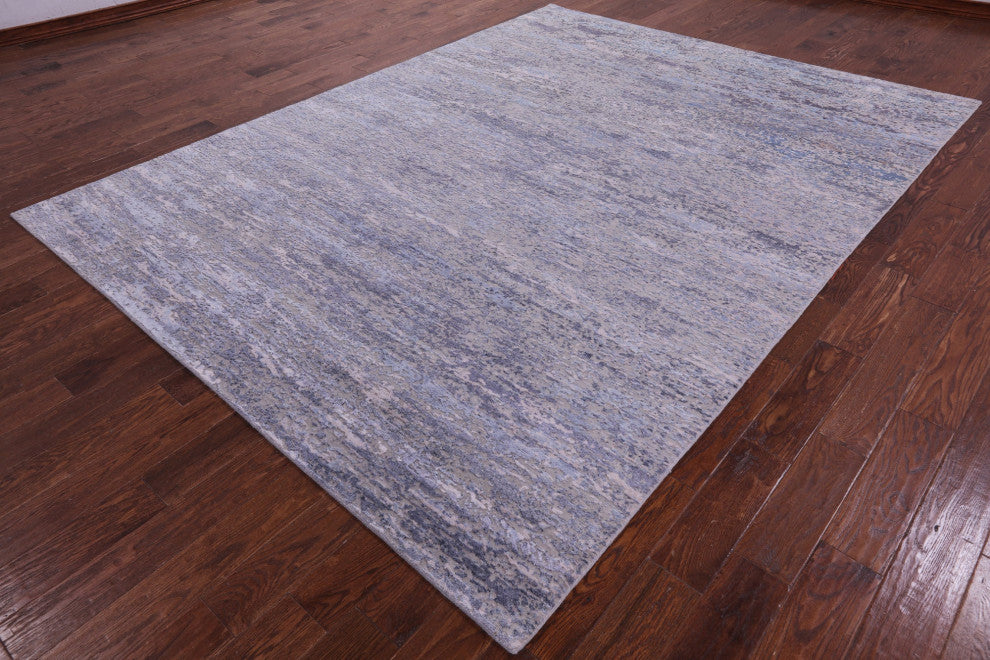 Abstract Wool & Silk Hand Knotted Rug 7' 11" X 10' 6" - Q15819