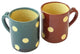Polka-Dot Mug, Teal Blue/Barn Red, Set of 2