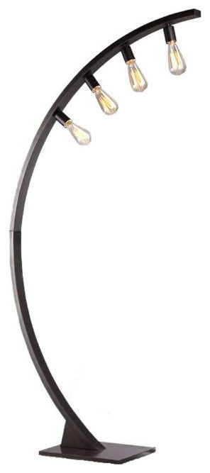 Robelim Antique Black Arch Floor Lamp With Edison Bulbs