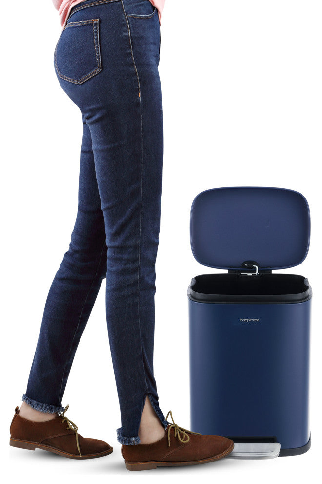 Connor 13-Gallon Trash Can With Soft-Close Lid and Mini Trash Can, Navy