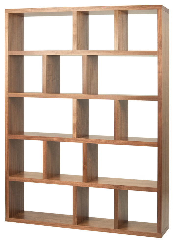 Contemporary Large Thick Wood Modular Shelves, Walnut