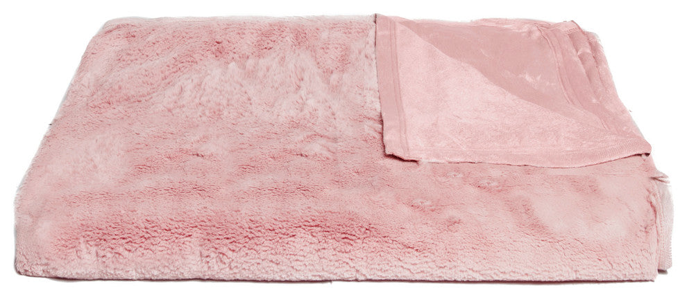 50"x70" Faux Fur Throw, Dusty Rose Mink