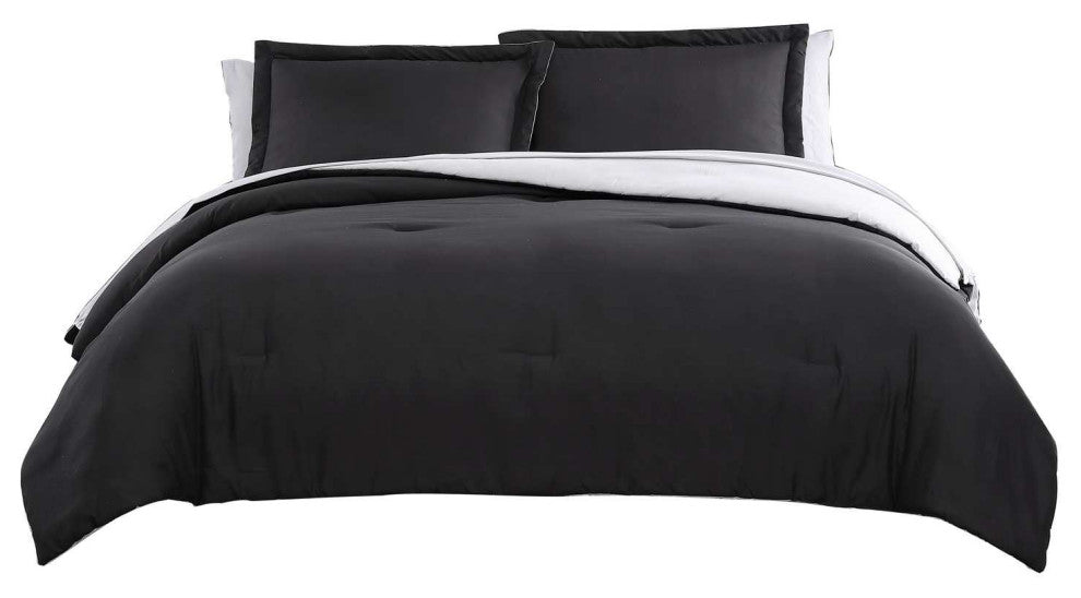 The Nesting Company Chestnut Reversible 7-Pc BIB Comforter Set-Queen-Black/Gray