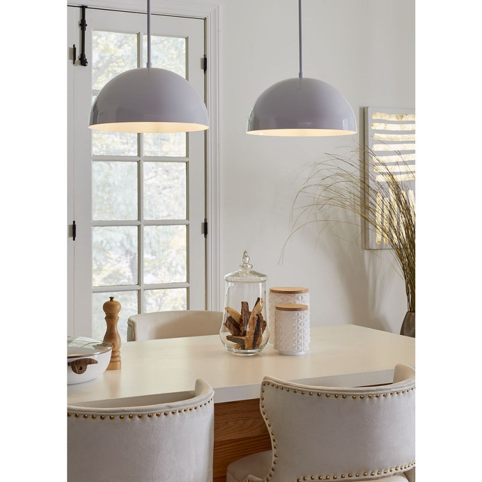 Perimeter Collection One-Light White Mid-Century Modern Pendant With metal Shade