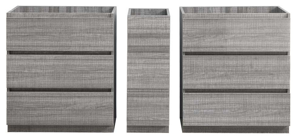 Fresca Lazzaro 72" Gloss Ash Gray Double Sink Cabinet