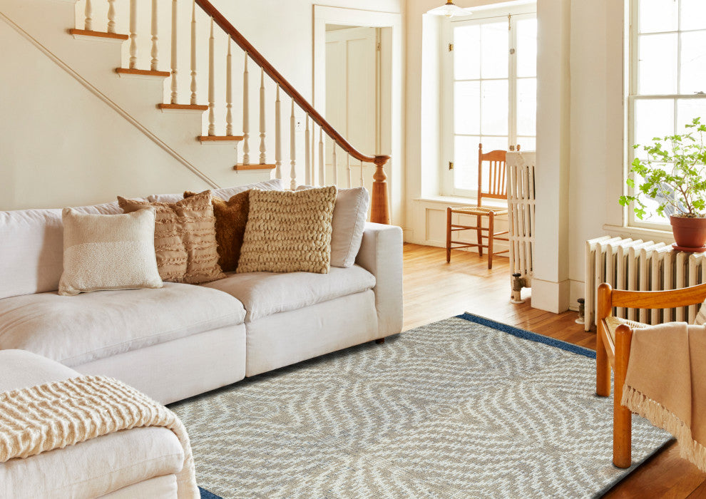 NuStory Sunrise Hand Knotted Geometric Area Rug in Beige, 7'6x9'6