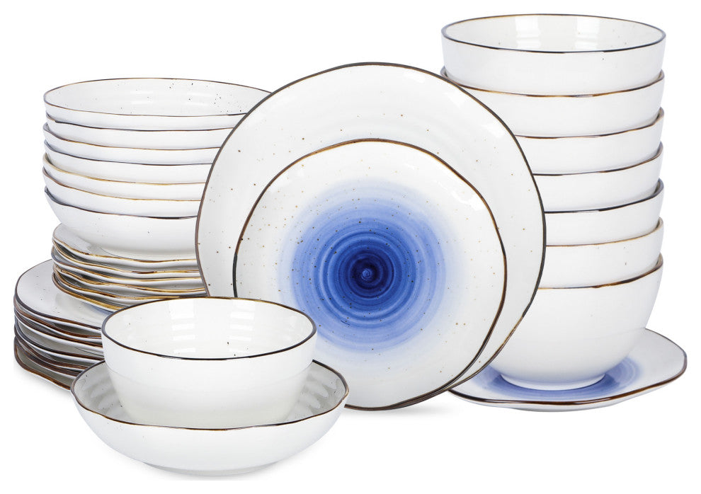 Christian Siriano Luma Porcelain 32 Piece Dinnerware Set, Blue