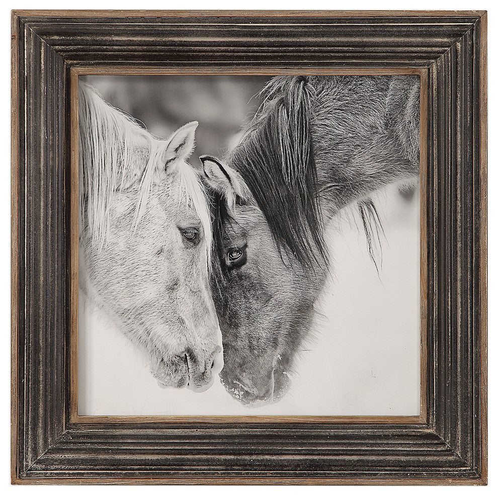 Custom Black And White Horses Print