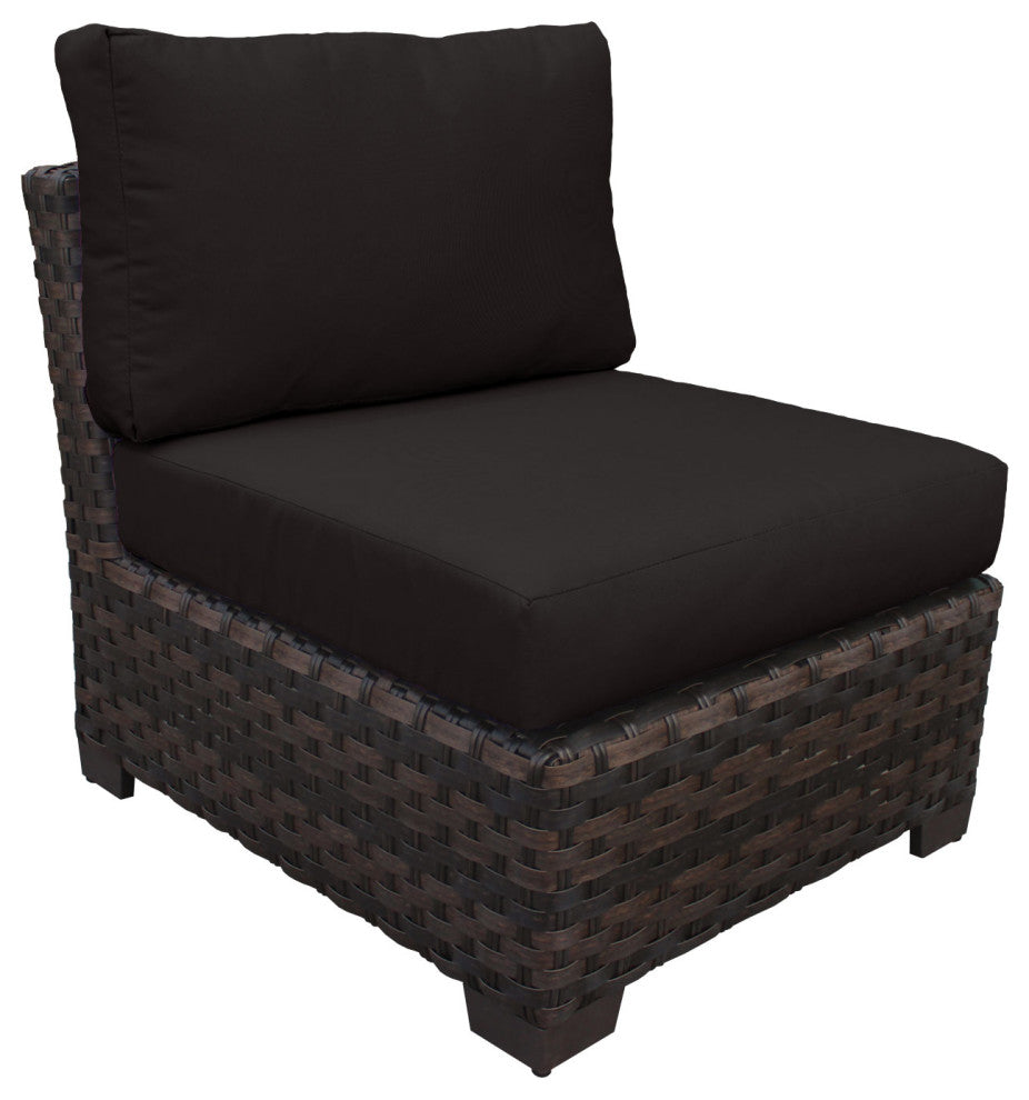kathy ireland River Brook 5 Piece Wicker Patio Furniture Set Onyx