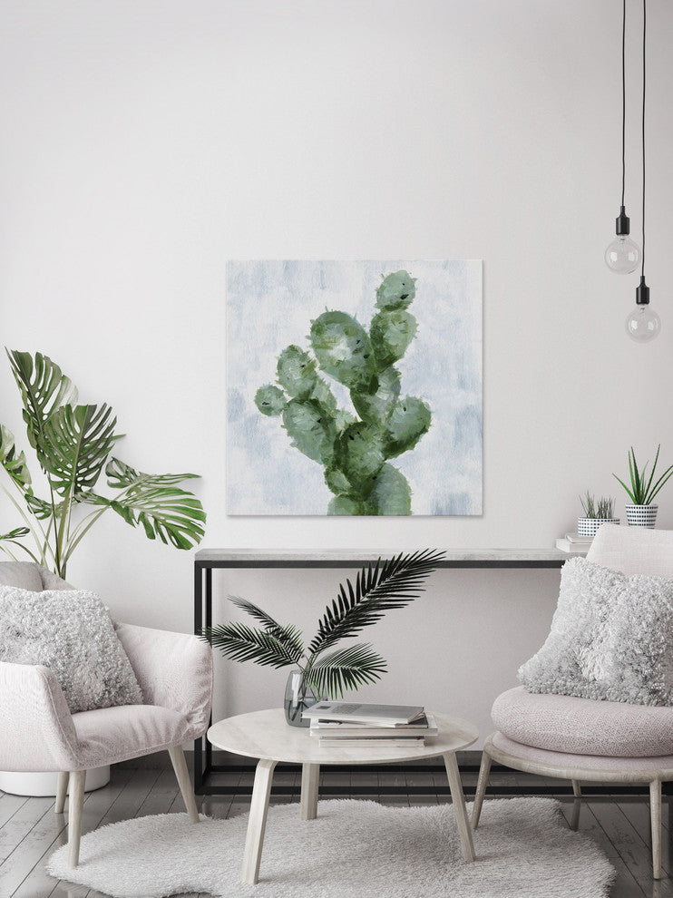 "Abstract Cactus" Painting Print on Wrapped Canvas, 18"x18"