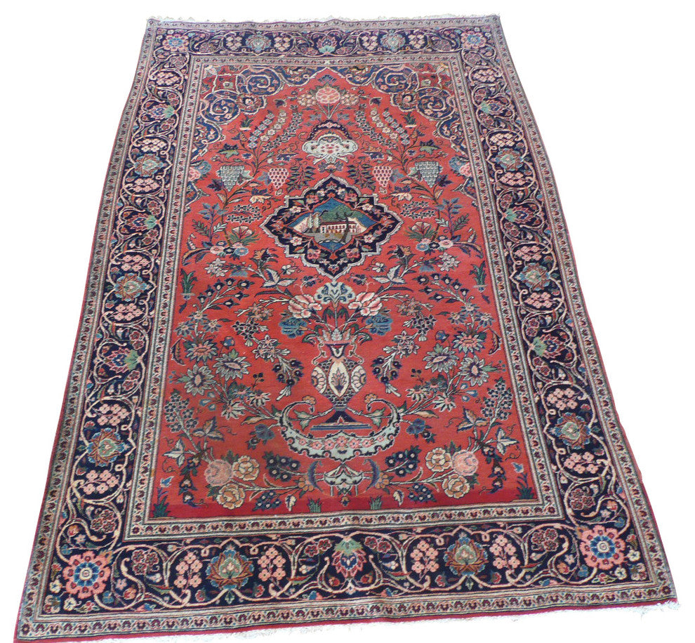 4'6x6'9 Antique Kashan Rug