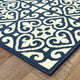 Martinique Intricate Lattice Ivory/ Navy Indoor/Outdoor Area Rug, 8'6"x13'