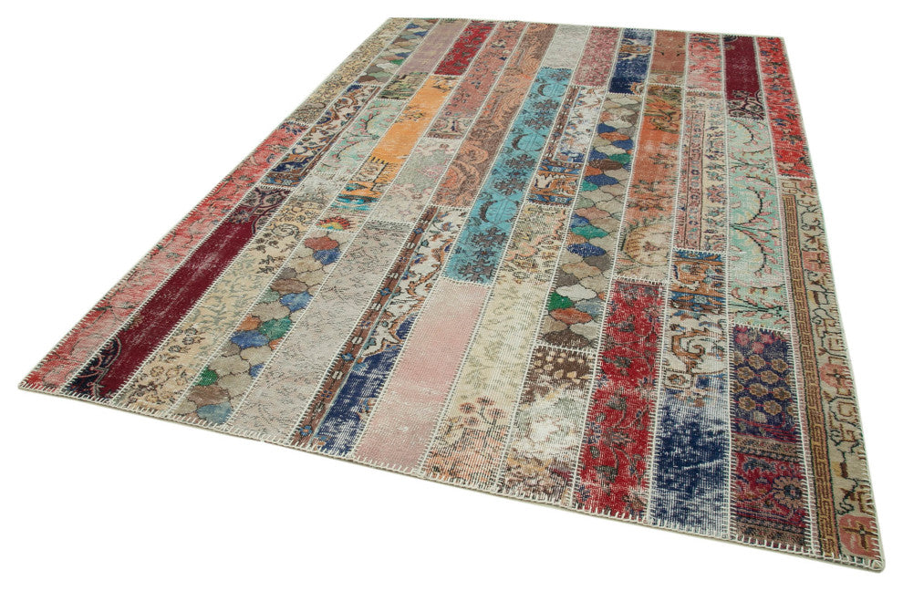 Rug N Carpet - Handmade Oriental 6' 9" x 10' 0" Wool Patchwork Area Rug