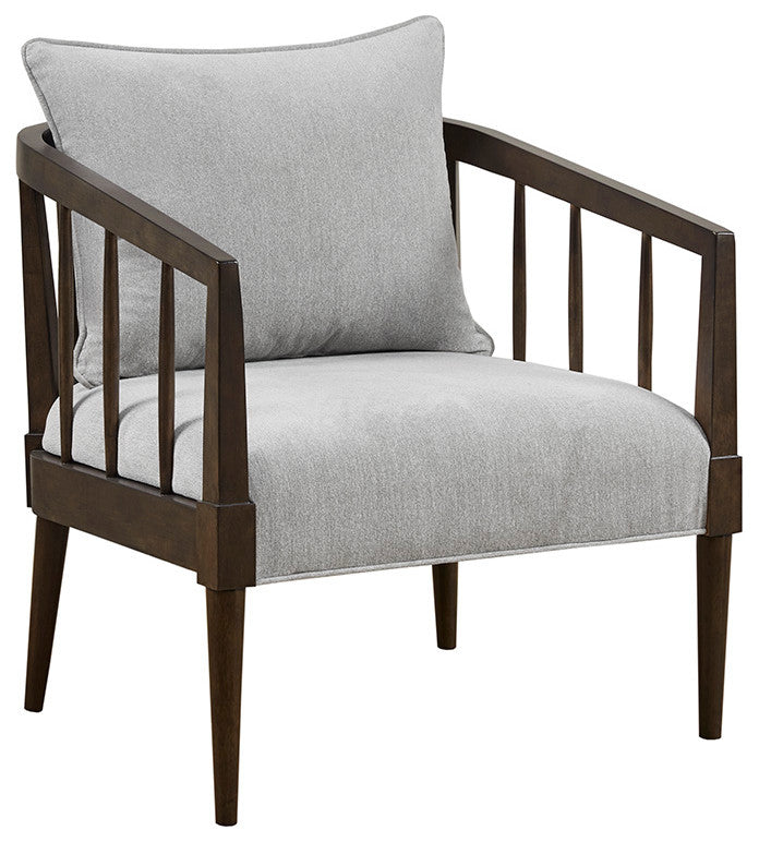 Madison Park Josefine Spindle Accent Armchair with Removable Back Pillow, Grey