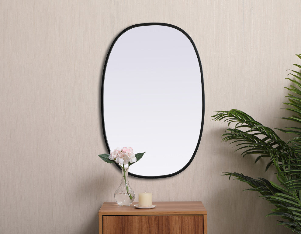 Metal Frame Oval Mirror 20X30 Inch, Black