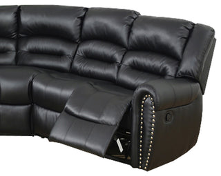 Benzara BM166729 Leather Upholstered Reclining Sectional With Console, Black