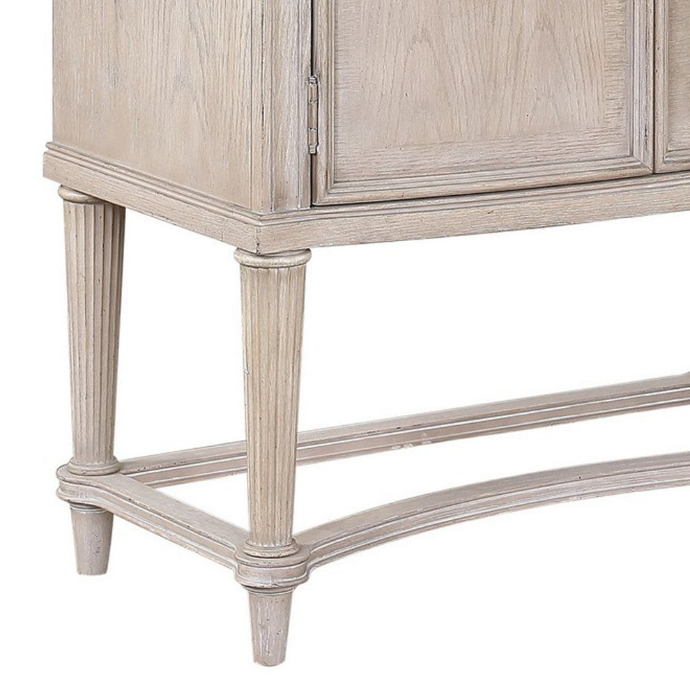 Benzara BM252298 Wine Cabinet With 2 Doors and Lift Top Storage, Antique White