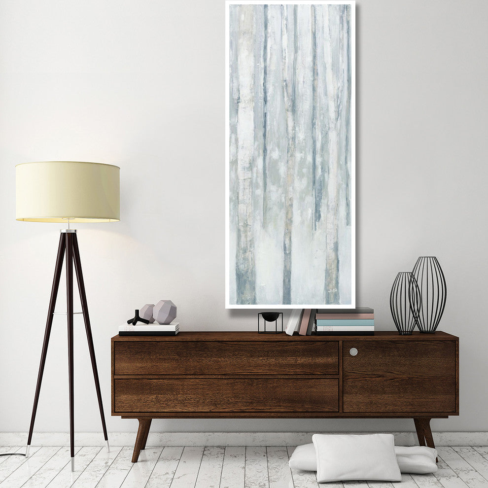 "Birches in Winter Blue Gray Panel III" Print by Julia Purinton, 32"x77"