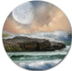 Roaring Ocean Under Moon, Seascape Photo Round Metal Wall Art, 36"