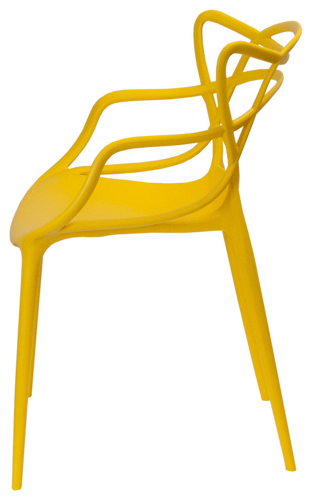 Mod Made Modern Plastic Loop Dining Chair, Set of 2, Yellow