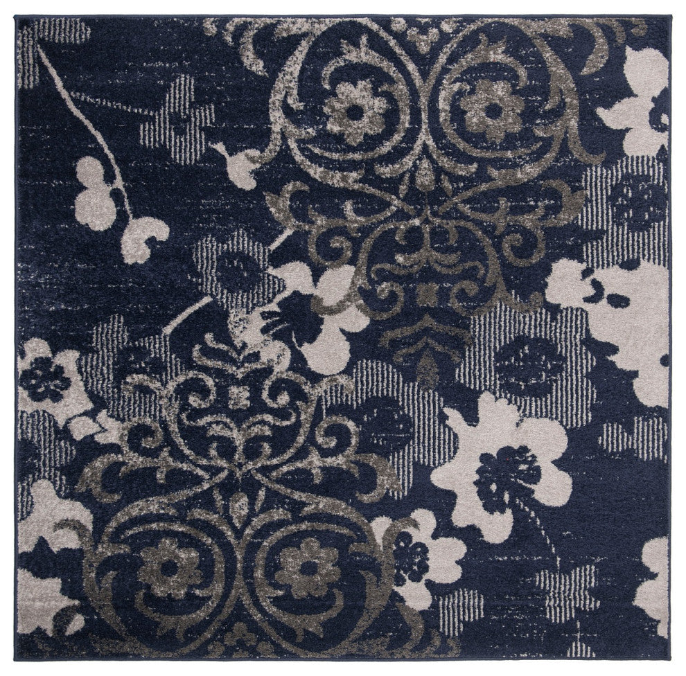Safavieh Adirondack Adr114N Moroccan Rug, Navy/Silver, 4'0"x6'0"