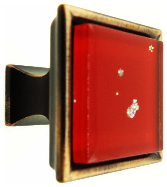 Red Iridescent Nova Crystal Glass Oil Rubbed Bronze Madison Classic Knob