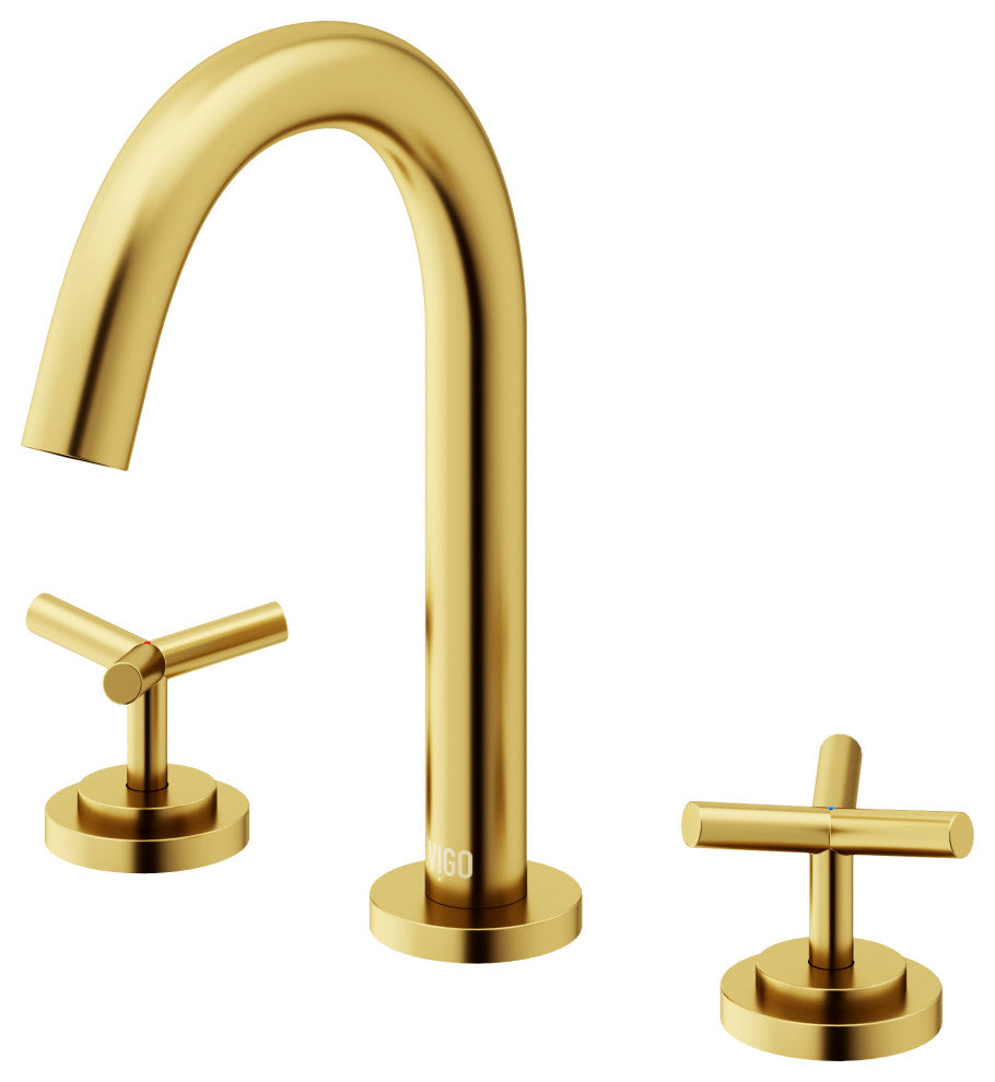 VIGO Jewel 9" H 2-Handle Widespread Bathroom Faucet, Matte Brushed Gold