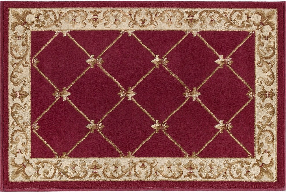 Orleans Traditional Border Area Rug, Red, 2' X 3'