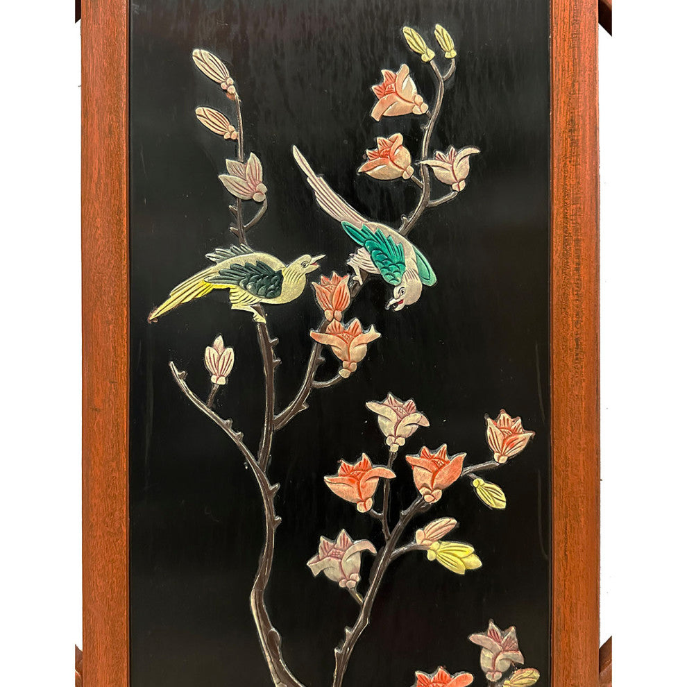 Consigned Vintage Chinese Folding Screen/Room Divider With Soapstone Inlay