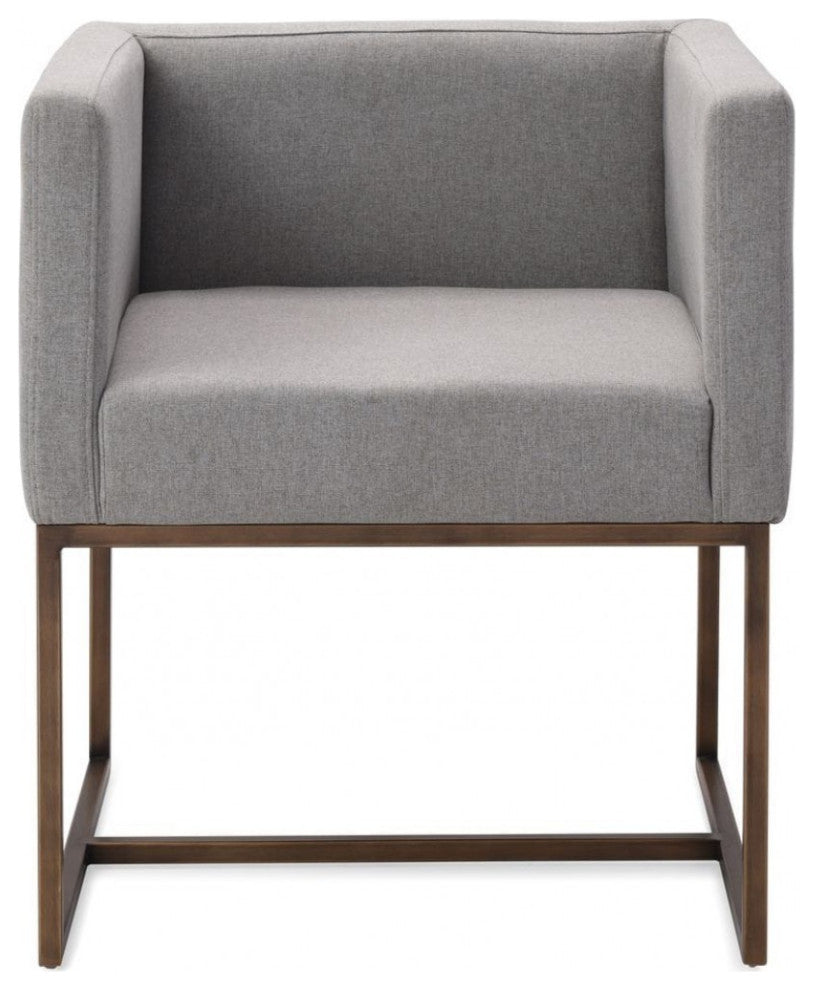 Gray Antique Velvet Brass Dining Chair