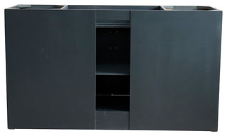 61" Single Sink Vanity, Dark Gray Finish And Engineered Stone Top And Oval Sink