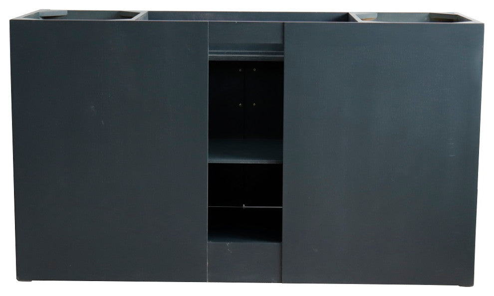 61" Single Sink Vanity, Dark Gray Finish And Engineered Stone Top And Oval Sink