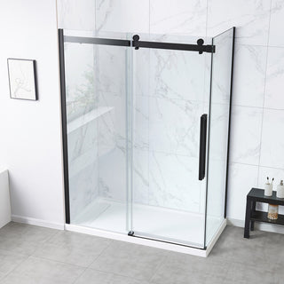 Bel Soft-Close Matte Black 60" Frameless Sliding Soft Close Shower Door