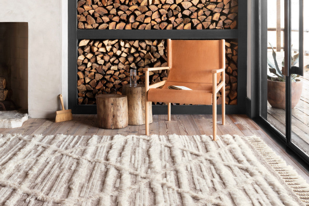 Loloi Hand Knotted Khalid KF-07 Ivory/Taupe Area Rug, 8'6"x11'6"