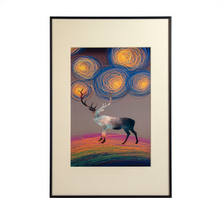 Abstract Deer Art Print, Black Frame, Type A