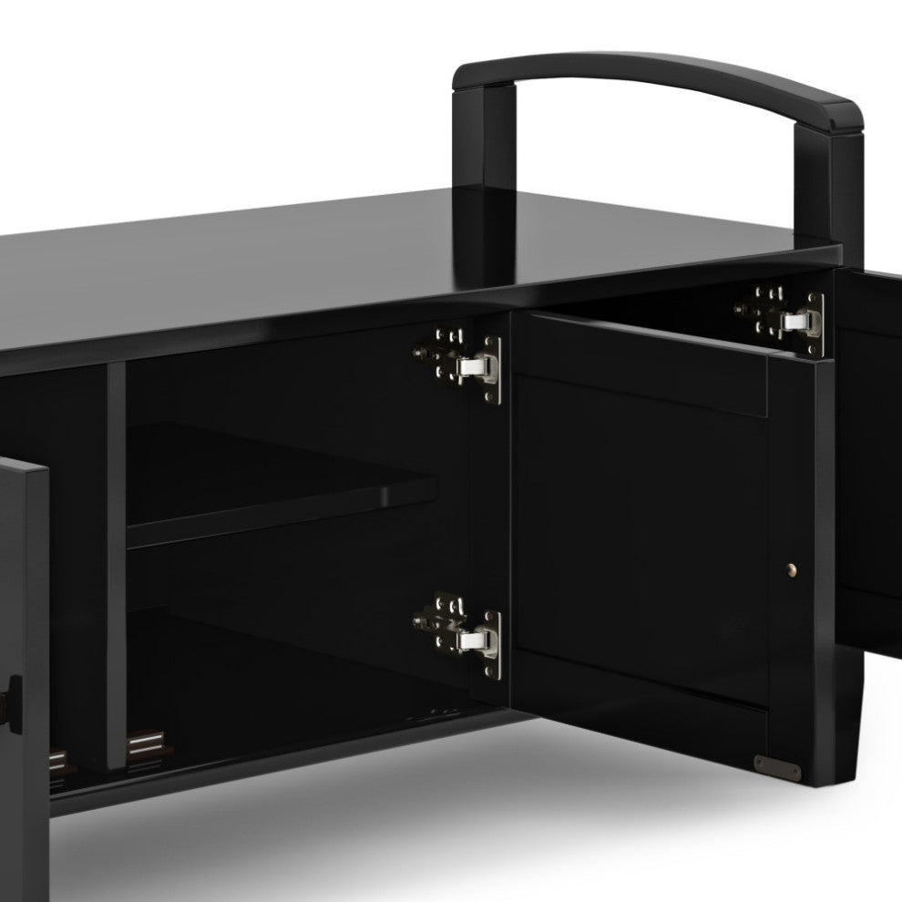 Warm Shaker Solid Wood 44" Rustic Entryway Storage Bench, Black