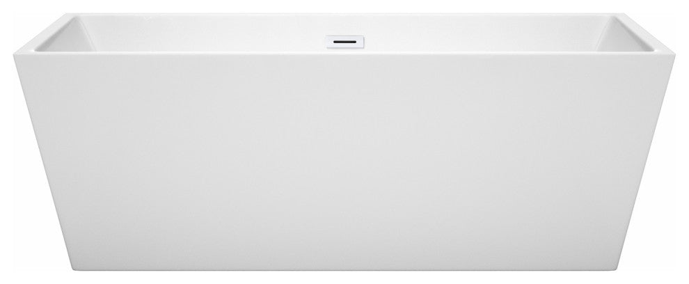 Sara 67" Freestanding White Bathtub, Shiny White Drain and Overflow Trim