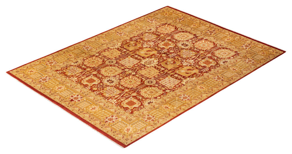Eclectic, One-of-a-Kind Hand-Knotted Area Rug Orange, 8' 0" x 10' 9"